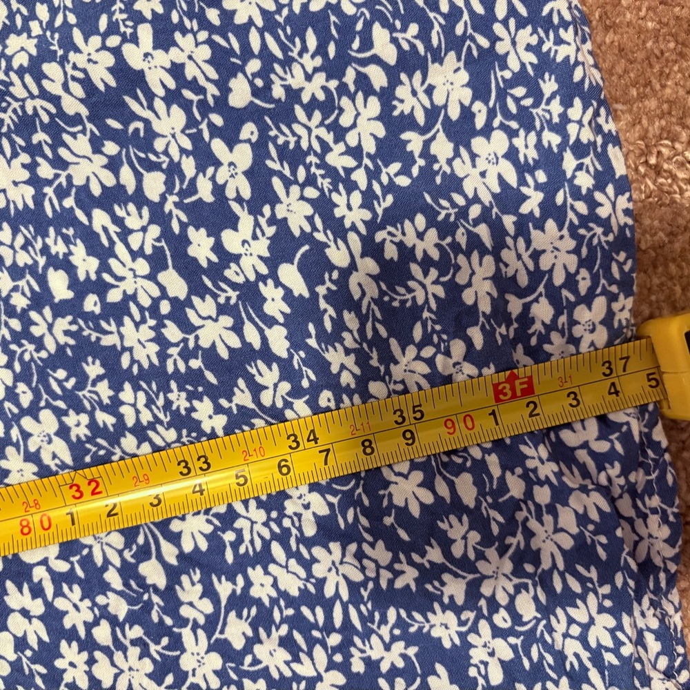 Women's Wide Leg Blue and White  Floral Flowing BOHO Pants - Picture 10 of 10